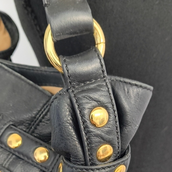 Y2K Steven By Steve Madden Black Leather Studded Shoulder Bag - Vintage - Picture 7 of 11